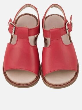 Unisex Kids Red Leather T-Strap Sandals size 23 euro (6.5 US)